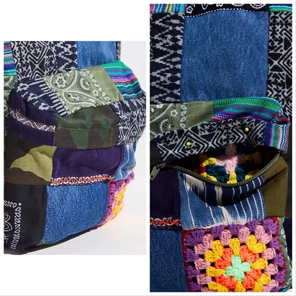 Free People X Tricia Fix Boho Patchwork With Crochet Patches and Leather Straps - Picture 3 of 15